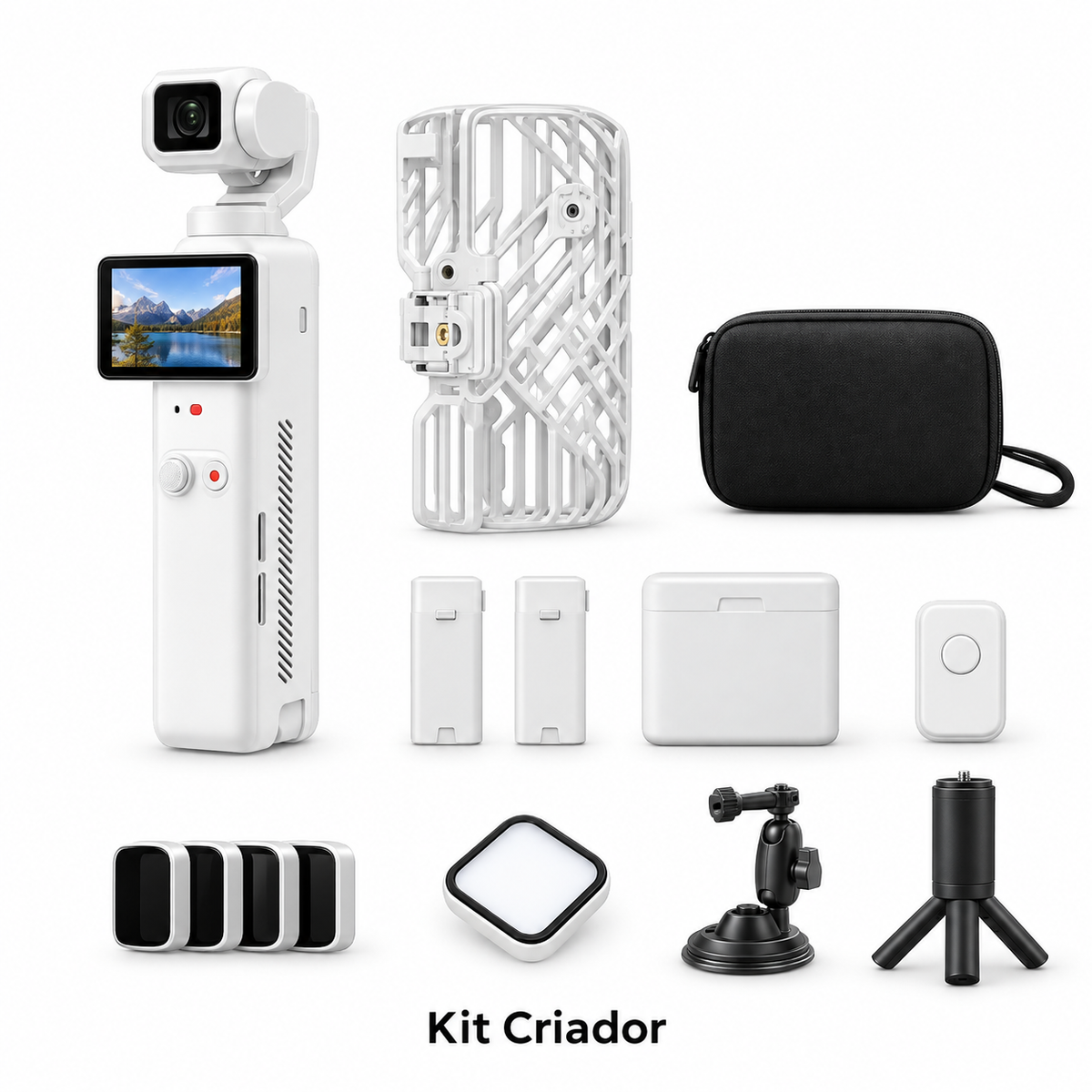 Câmara Gimbal Modular — Kits Essencial, Viagem e Criador